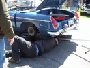 Crawling under Andrews MGB